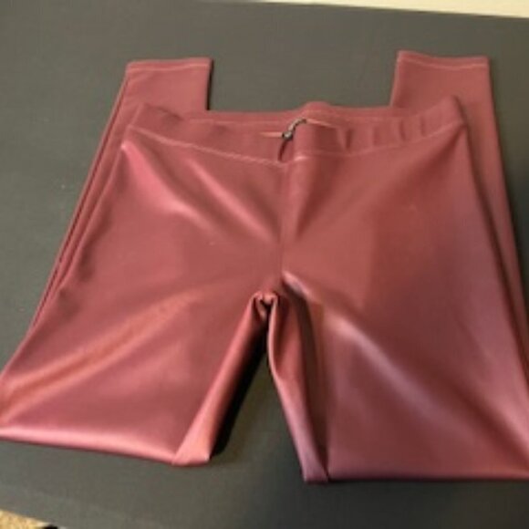 Women's Faux Leather Express Leggings, Size Large, Wine Color - Picture 2 of 7